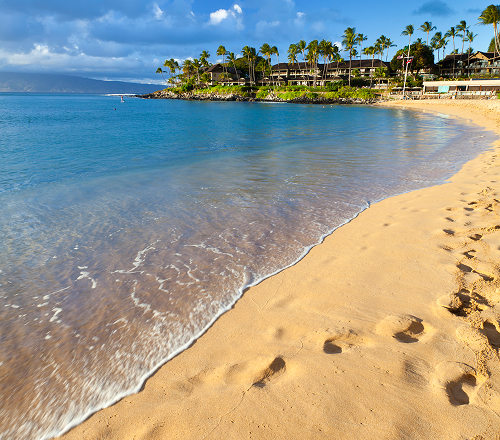 The beautiful Napili Bay in Maui, Hawaii, right before sunset.